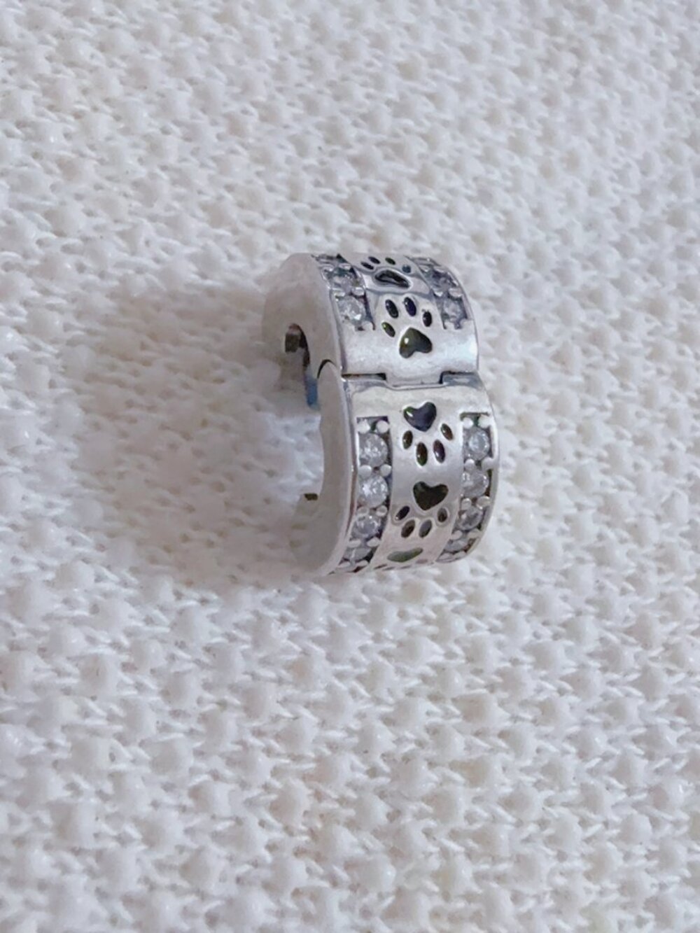 Paw print Clip Charm, Dog Charm Animal S925 Silver Charm For Pandora Bracelet - Picture 2 of 9